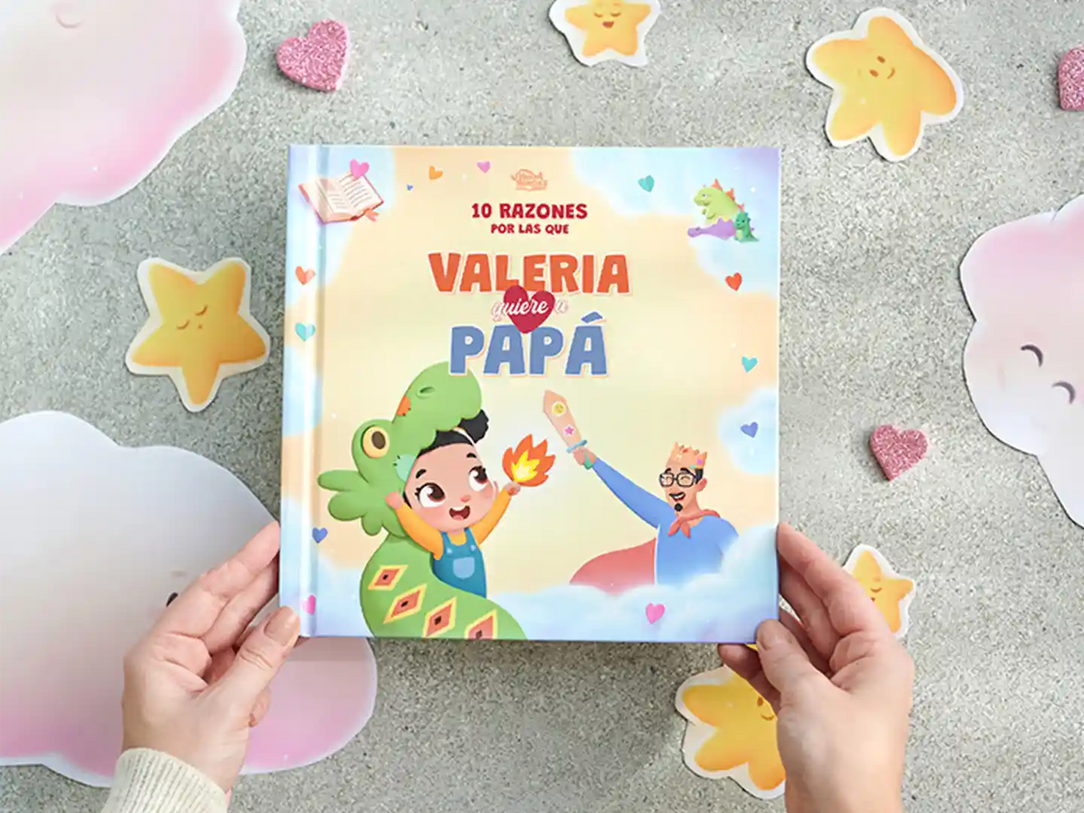 La portada del libro personalizado para papá y su hija.